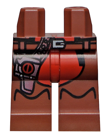 Hips and Legs with Silver Belt, Chaps and Holster with Deadpool Logo Pattern