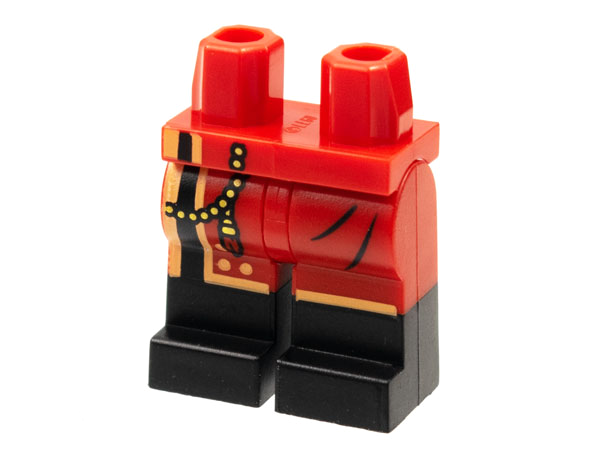 Hips and Legs with Black Boots, Robe Ends with Bright Light Orange Hem, Gold Chain and Tassel Pattern