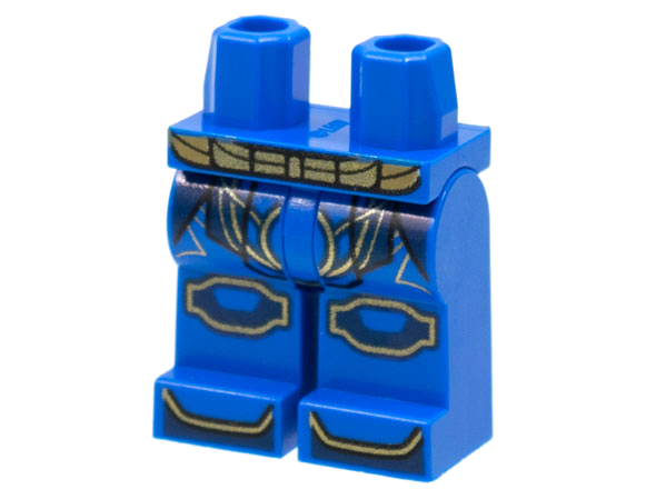 Hips and Legs with Gold Belt, Knee Pads, Toes, Dark Blue Coattails Pattern