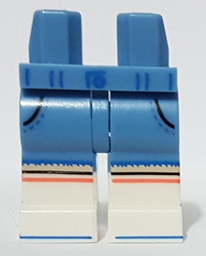 Hips and Legs with White Boots, Black Pockets, Blue Belt and Buckle, Stripes Pattern