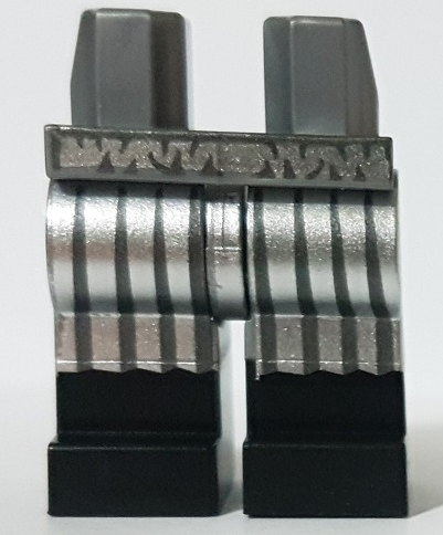 Hips and Legs with Black Boots, Metallic Silver Belt and Stripes Pattern