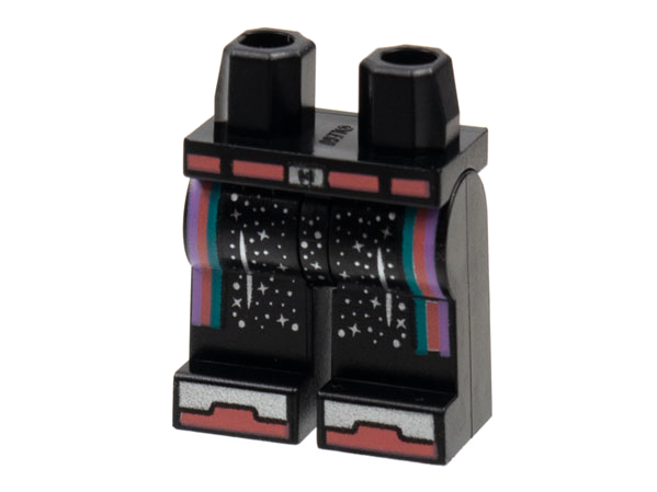 Hips and Legs with Coral Belt and Toes, Dark Turquoise and Medium Lavender Stripes, Silver Stars Pattern