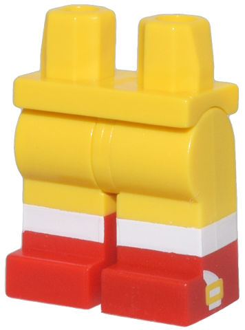 Hips and Legs with Molded Red Lower Legs / Boots and Printed White Socks and Straps with Yellow Buckles on Sides Pattern