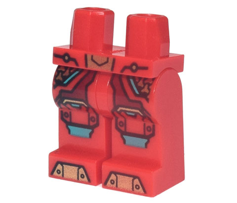 Hips and Legs with Dark Red, Gold, and Dark Turquoise Armor, Knee Pads, Gold Boot Tips Pattern