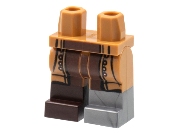 Hips and Legs with Dark Brown Center Panel, Flat Silver Boot Left, Dark Brown Boot Right Pattern