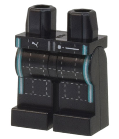 Hips and Legs with Racing Suit, Silver Stitching, Dark Turquoise Stripes Pattern