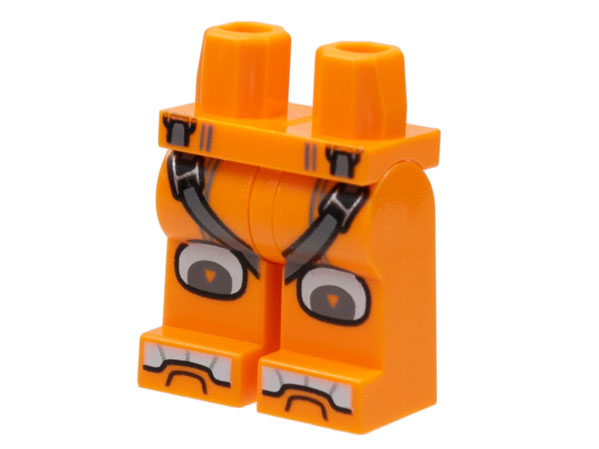 Hips and Legs with Dark Bluish Gray Diagonal Straps, Silver Buckles, White Knee Pads and Shoe Tips Pattern