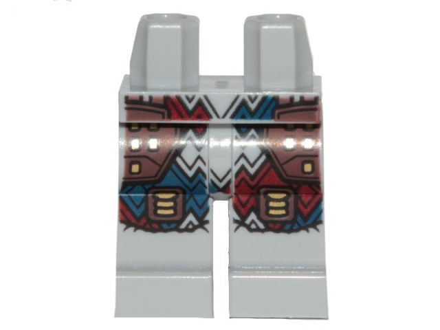 Hips and Legs with Blue and Red Zigzag and Reddish Brown Pouches Pattern