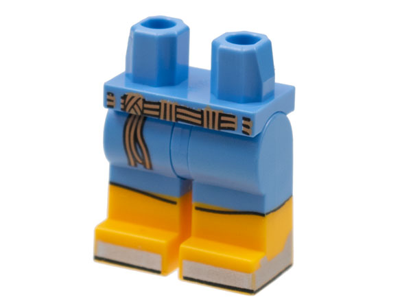 Hips and Legs with Bright Light Orange Boots, Dark Tan Braided Belt, Silver Toes Pattern