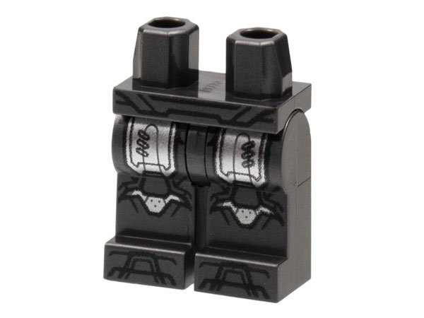 Hips and Legs with Silver Thigh and Knee Armor, Black Trim Pattern