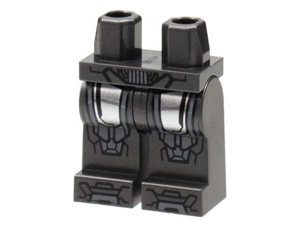 Hips and Legs with Silver Thigh Armor, Dark Bluish Gray Knees and Toes Pattern