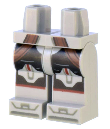 Hips and Legs with SW Armor Black with Reddish Brown Straps, Knee Pads, and Dark Red Stripes Pattern