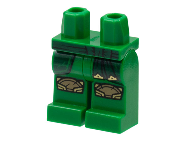 Hips and Legs with Dark Green Sash and Hip Skirts, Gold Knee Pads and Trim Pattern