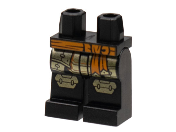 Hips and Legs with Armor, Orange Sash and Trim, Gold Hip Skirts and Knee Pads Pattern