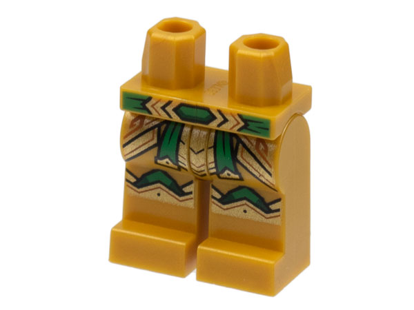 Hips and Legs with Green Belt and Knee Pads and Gold Armor Pattern