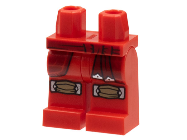 Hips and Legs with Dark Red Sash, Hip Skirts, Tan Knee Pads, and Silver Trim Pattern