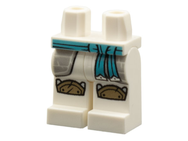 Hips and Legs with Medium Azure Sash, Light Bluish Gray Hip Skirts, and Dark Tan Knee Pads Pattern