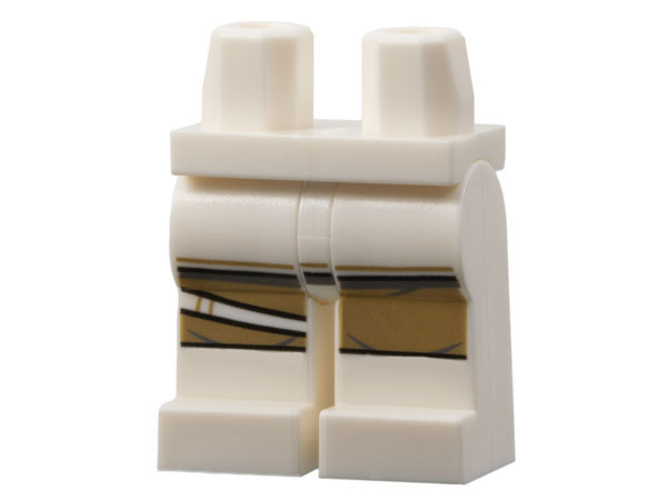 Hips and Legs with Dark Tan and Dark Bluish Gray Knee Pads and Line, Stripe on Right Pattern