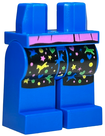 Hips and Legs with Dark Pink Jacket and Black Skirt with Hearts, Stars, Dots, Bird and Horses Pattern