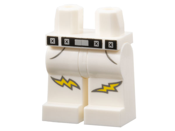 Hips and Legs with Black Belt, Silver Trim, Dark Bluish Gray Pockets Outlines, Yellow Lightning on Knees Pattern