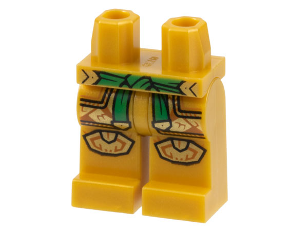 Hips and Legs with Green Belt, Gold Trim, Dark Orange Armor and Knee Pads Pattern