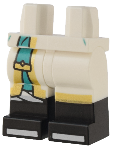 Hips and Legs with Molded Black Lower Legs / Boots and Printed Robe Ends with Gold Trim, Dark Turquoise Sash, White Knee Wrapping and Shoe Tips Pattern