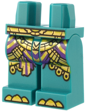 Hips and Legs with Dark Purple and Gold Striped Sash, Gold and Yellow Armor and Claws Pattern