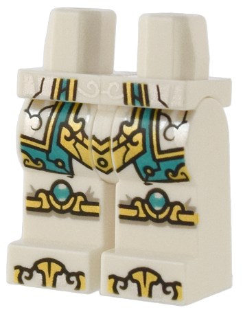 Hips and Legs with Robe Ends with Clouds and Dark Turquoise Trim, Gold Armor, Knee Straps, and Boot Tips Pattern