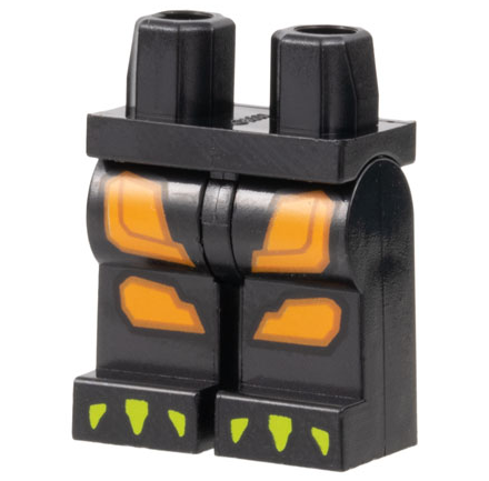 Hips and Legs with Orange Armor Plates and Lime Claws Pattern