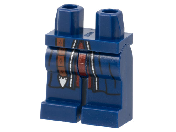 Hips and Legs with Long Coattails, Reddish Brown Belt End with Buckle, Dark Red Center, and Silver Trim Pattern