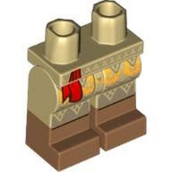 Hips and Legs with Skirt with Dark Tan Panels and Triangles, Bright Light Orange Flowers, Red Sash Ends, and Medium Nougat Feet Pattern