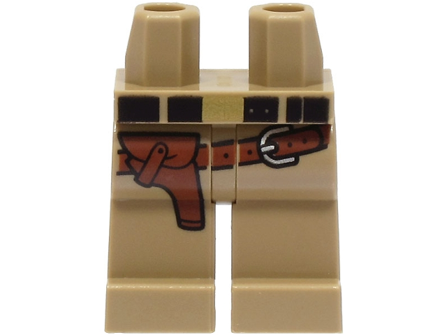 Hips and Legs with Black Belt with Gold Buckle and Reddish Brown Holster and Belt with Silver Buckle Pattern