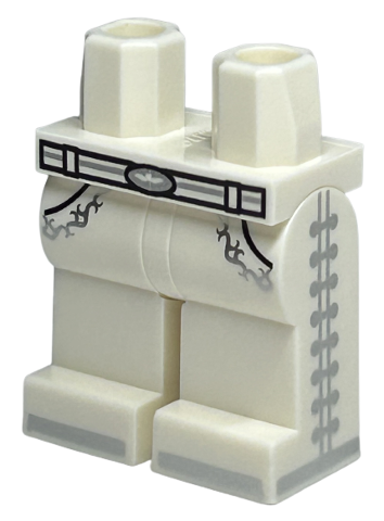 Hips and Legs with Silver and Black Belt with Buckle, Pockets and Lines on Sides and Feet Pattern