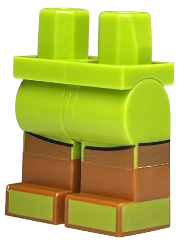 Hips and Legs with Molded Dark Orange Lower Legs / Boots and Printed Lime Shoes and Black Outlined Shirt Ends Pattern