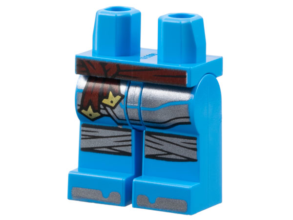 Hips and Legs with Dark Red Sash with Gold Ends, Silver Skirt, Knee Wrappings, and Toes Pattern