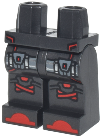 Hips and Legs with Silver Straps with Dark Bluish Gray Pouches, Red Knee Pads and Toes Pattern