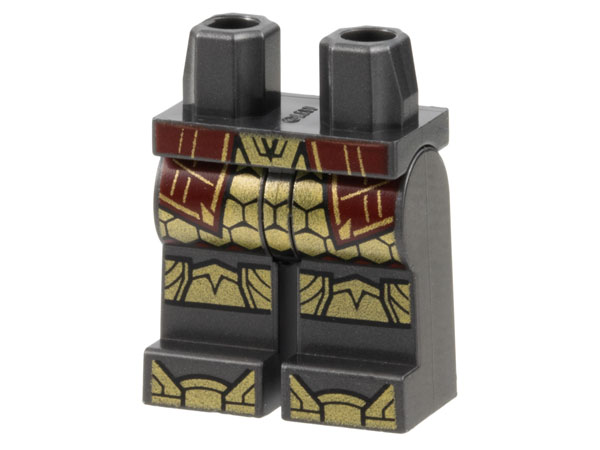 Hips and Legs with Dark Red Robe Ends, Gold Hexagon Armor, Knee Pads, and Shoe Tips Pattern