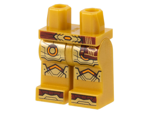 Hips and Legs with Dark Red Belt and Shoe Tips, Gold Armor Plates and Knee Pads, Orange Circles and Chevrons Pattern