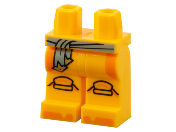 Hips and Legs with Sand Green Sash Belt with Gold Ends, Knee Pads, Orange Trim and Shoe Tips Pattern