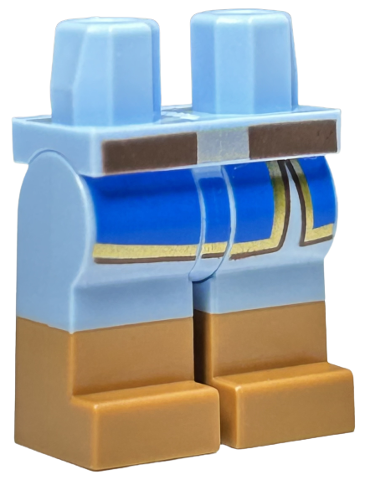 Hips and Legs with Molded Medium Nougat Lower Legs / Boots and Printed Blue Robe Ends with Gold Trim, Dark Brown Belt with Silver Buckle Pattern