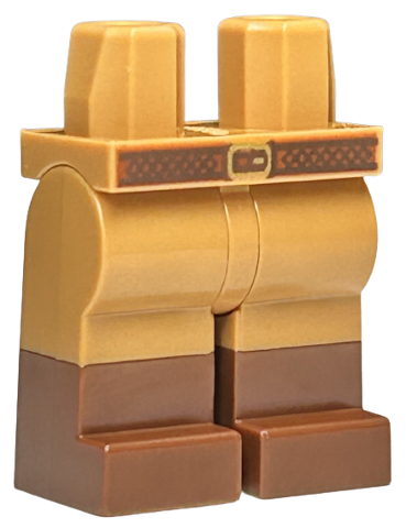 Hips and Legs with Molded Reddish Brown Lower Legs / Boots and Printed Dark Orange and Dark Brown Belt with Gold Buckle Pattern