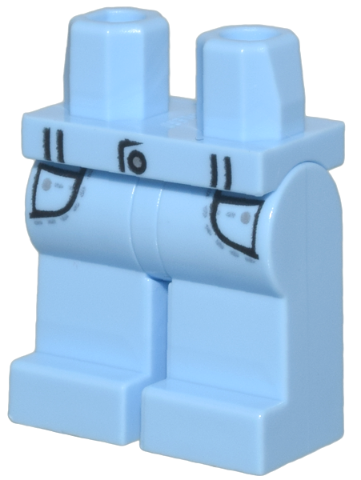 Hips and Legs with Belt Loops and Pockets, Dark Bluish Gray Stitching, Silver Buttons Pattern