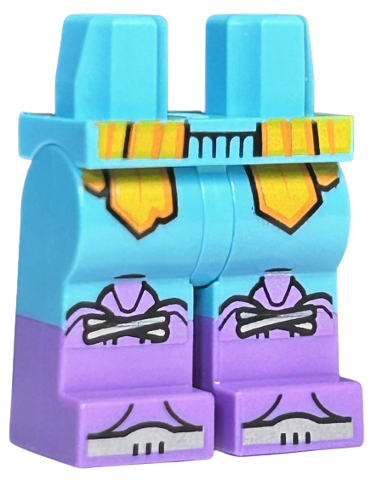 Hips and Legs with Molded Medium Lavender Lower Legs / Boots and Printed Bright Light Orange and Orange Robe Ends and Silver Laces and Toes Pattern