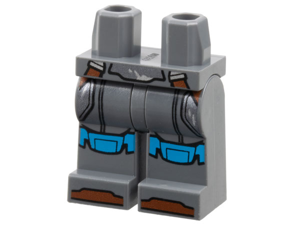 Hips and Legs with SW Mandalorian Dark Silver Armor Plates, Dark Azure Knee Pads, Reddish Brown Straps and Toes Pattern