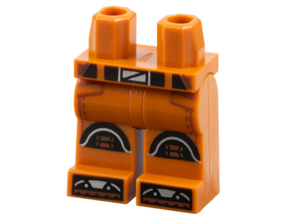 Hips and Legs with Black Belt with Silver Buckle, Reddish Brown Pockets and Stitching, Semicircle Knee Pads, Shoe Tips Pattern