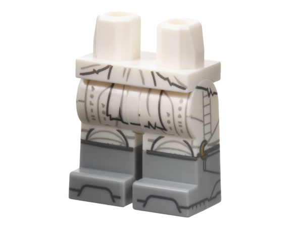 Hips and Legs with Molded Light Bluish Gray Lower Legs / Boots and Printed Sash, Layered Wrappings, Knee Pads, Symbols, and Gold Crescent Moon on Sides Pattern