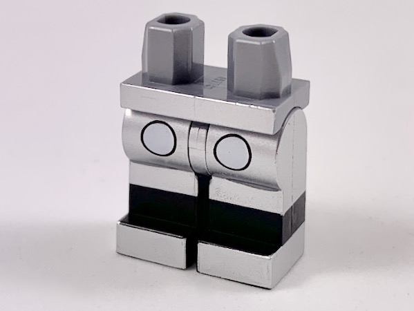 Hips and Legs with Molded Black Lower Legs / Boots and Printed White Buttons, Silver Shorts and Shoes Pattern