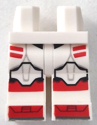 Hips and Legs with SW Clone Trooper Armor with Knee Pads, Red Stripes and Shoe Tips Pattern