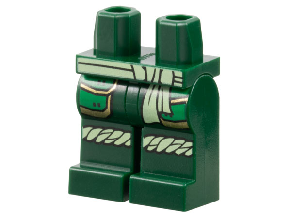 Hips and Legs with Green and Gold Armor Plates, Yellowish Green Sash and Knee Wrappings Pattern