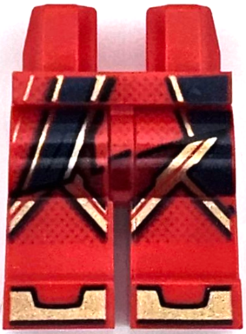 Hips and Legs with Dark Blue and Gold Stripes, Dark Red Dots, Shoe Tips Pattern